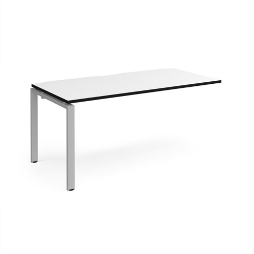 Adapt add on unit single 1600mm x 800mm - silver frame, white top, black edge