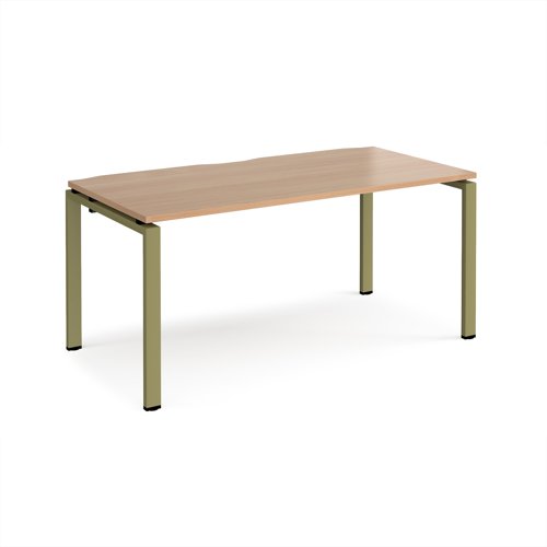 Adapt single desk 1600mm x 800mm - green frame, beech top