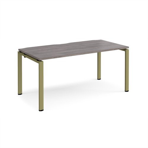 Adapt single desk 1600mm x 800mm - green frame, grey oak top