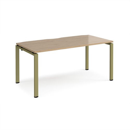 Adapt single desk 1600mm x 800mm - green frame, kendal oak top