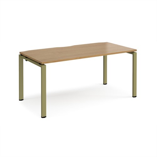 Adapt single desk 1600mm x 800mm - green frame, oak top