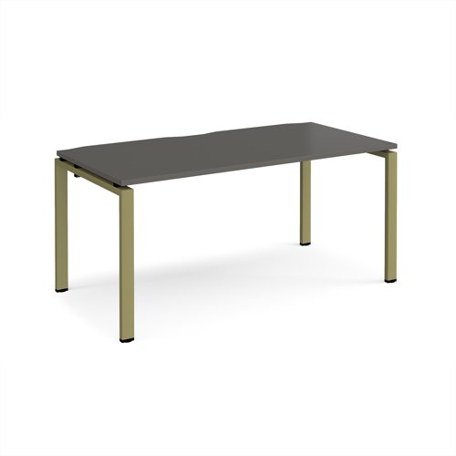 Adapt single desk 1600mm x 800mm - green frame, storm grey top