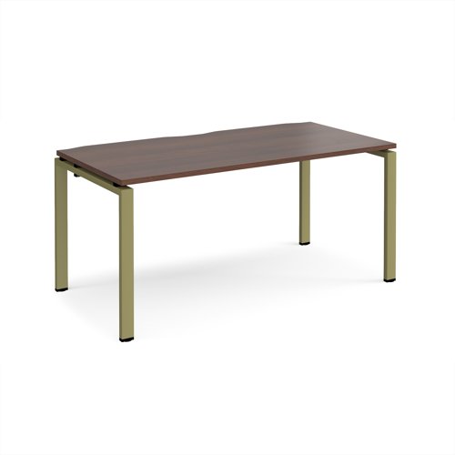 Adapt single desk 1600mm x 800mm - green frame, walnut top