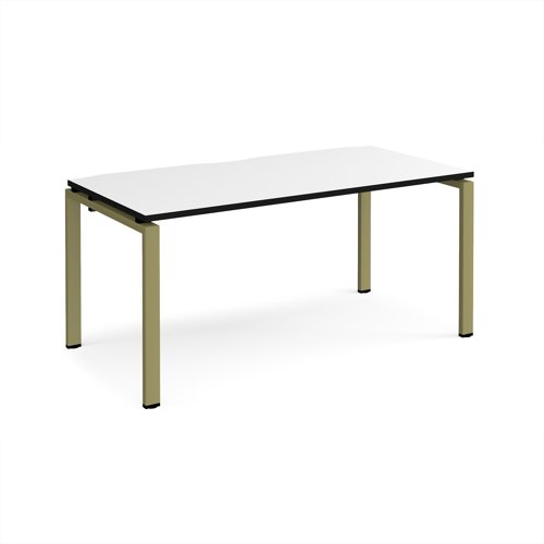 Adapt single desk 1600mm x 800mm - green frame, white top, black edge