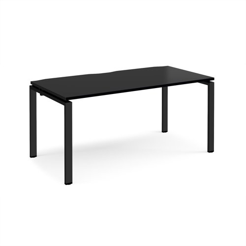 Adapt single desk 1600mm x 800mm - black frame, black top