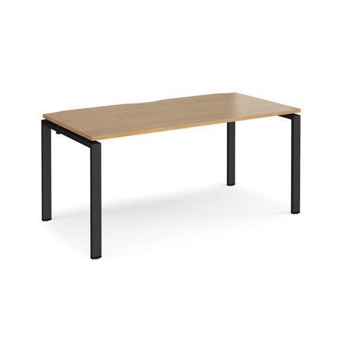 Adapt single desk 1600mm x 800mm - black frame, oak top