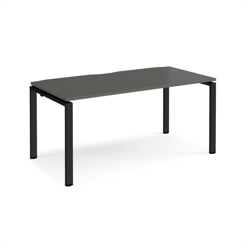Adapt single desk 1600mm x 800mm - black frame, storm grey top