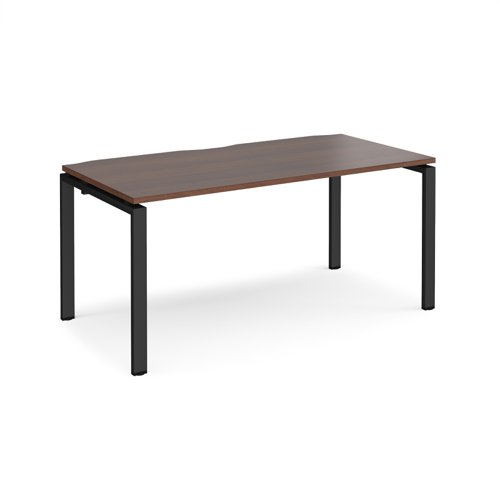 Adapt single desk 1600mm x 800mm - black frame, walnut top