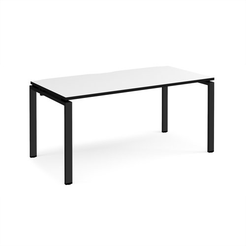 Adapt single desk 1600mm x 800mm - black frame, white top, black edge