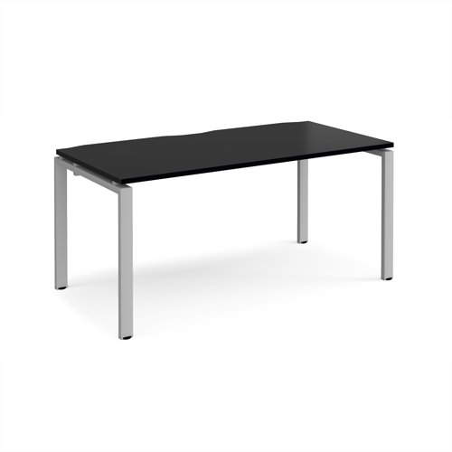 Adapt single desk 1600mm x 800mm - silver frame, black top