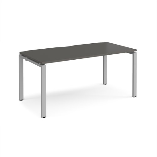 Adapt single desk 1600mm x 800mm - silver frame, storm grey top