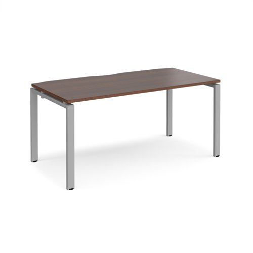 Adapt single desk 1600mm x 800mm - silver frame, walnut top