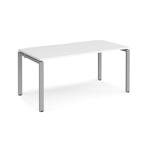 Adapt single desk 1600mm x 800mm - silver frame, white top