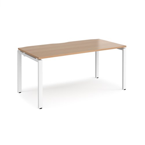 Adapt single desk 1600mm x 800mm - white frame, beech top