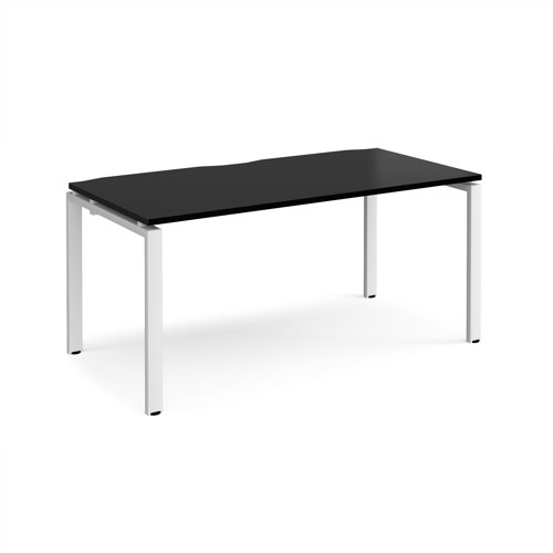 Adapt single desk 1600mm x 800mm - white frame, black top