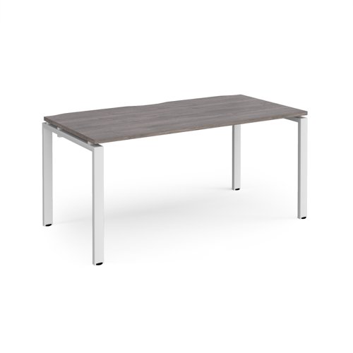 Adapt single desk 1600mm x 800mm - white frame, grey oak top E168-WH-GO Buy online at Office 5Star or contact us Tel 01594 810081 for assistance