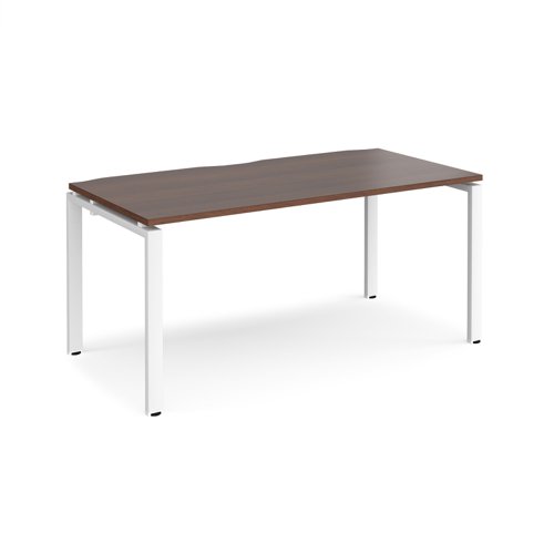 Adapt single desk 1600mm x 800mm - white frame, walnut top