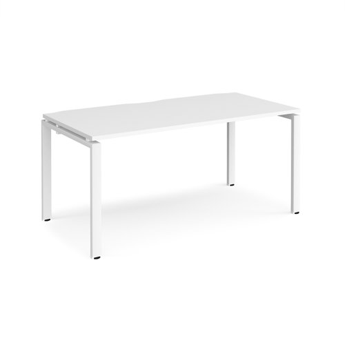 Adapt single desk 1600mm x 800mm - white frame, white top