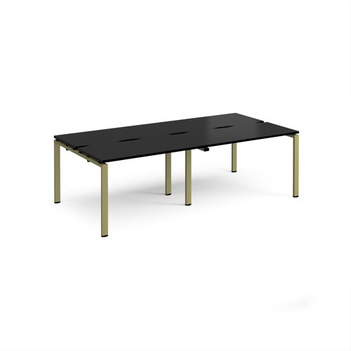 Adapt double back to back desks 2400mm x 1200mm - green frame, black top