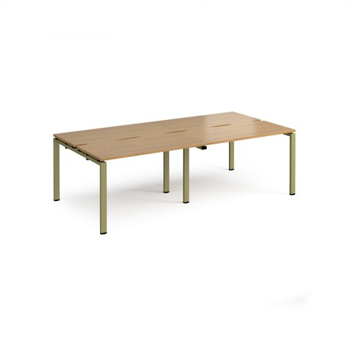 Adapt double back to back desks 2400mm x 1200mm - green frame, oak top
