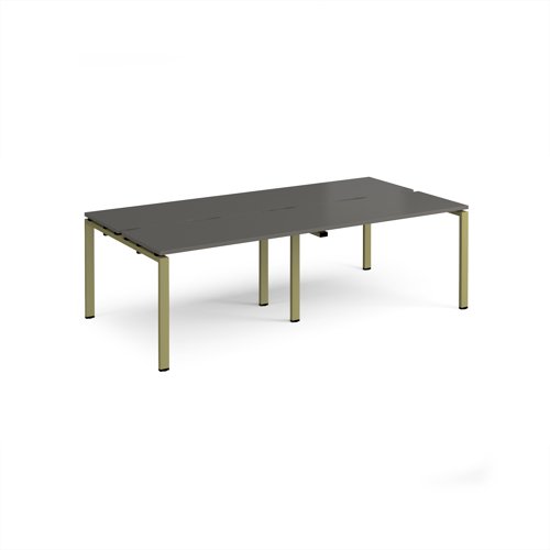 Adapt double back to back desks 2400mm x 1200mm - green frame, storm grey top