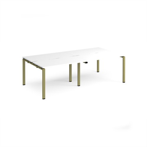 Adapt double back to back desks 2400mm x 1200mm - green frame, white top