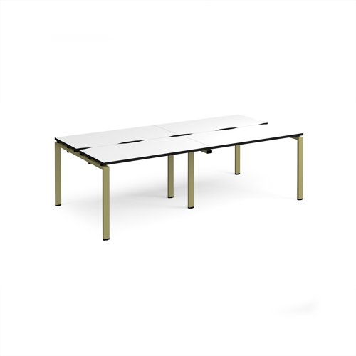 Adapt double back to back desks 2400mm x 1200mm - green frame, white top, black edge
