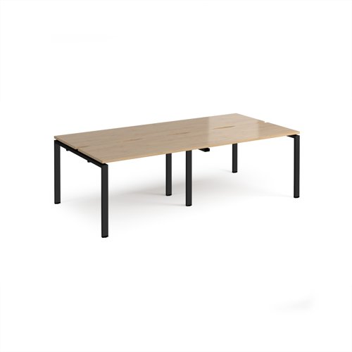 Adapt double back to back desks 2400mm x 1200mm - black frame, kendal oak top