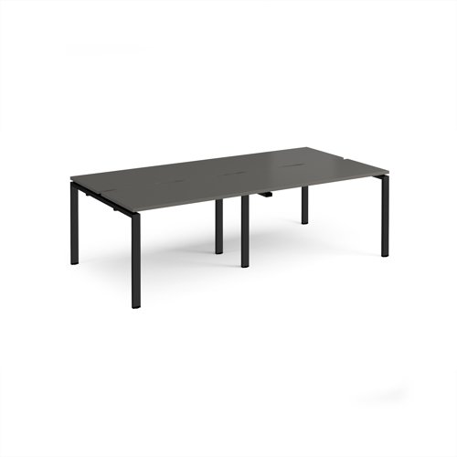 Adapt double back to back desks 2400mm x 1200mm - black frame, storm grey top