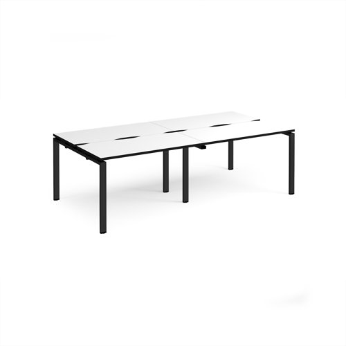 Adapt double back to back desks 2400mm x 1200mm - black frame, white top, black edge