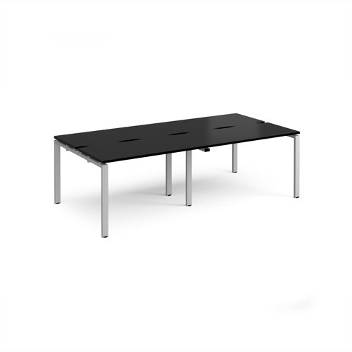 Adapt double back to back desks 2400mm x 1200mm - silver frame, black top