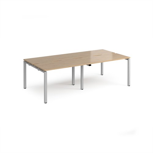 Adapt double back to back desks 2400mm x 1200mm - silver frame, kendal oak top