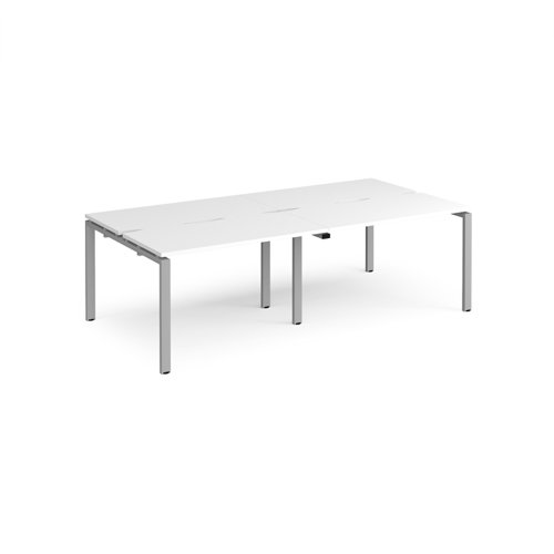 Adapt double back to back desks 2400mm x 1200mm - silver frame, white top