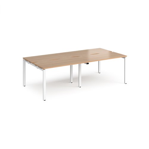 Adapt double back to back desks 2400mm x 1200mm - white frame, beech top