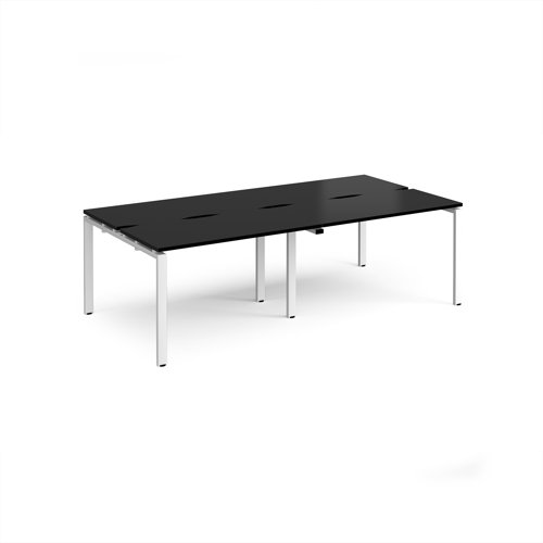 Adapt double back to back desks 2400mm x 1200mm - white frame, black top
