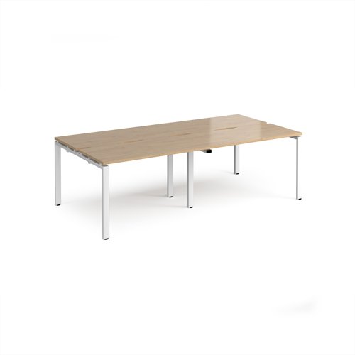 Adapt double back to back desks 2400mm x 1200mm - white frame, kendal oak top