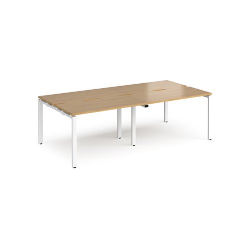 Adapt double back to back desks 2400mm x 1200mm - white frame, oak top