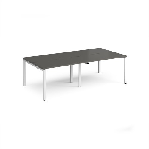 Adapt double back to back desks 2400mm x 1200mm - white frame, storm grey top
