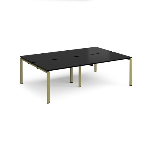 Adapt double back to back desks 2400mm x 1600mm - green frame, black top