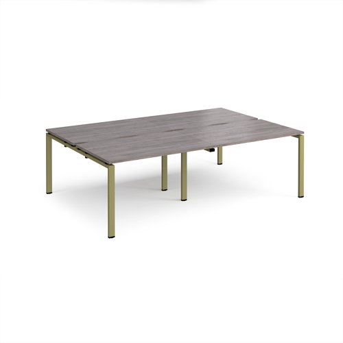 Adapt double back to back desks 2400mm x 1600mm - green frame, grey oak top