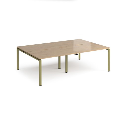 Adapt double back to back desks 2400mm x 1600mm - green frame, kendal oak top