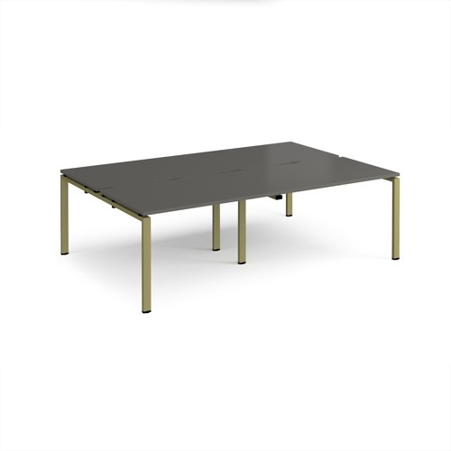 Adapt double back to back desks 2400mm x 1600mm - green frame, storm grey top