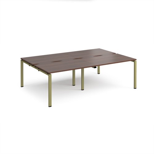 Adapt double back to back desks 2400mm x 1600mm - green frame, walnut top