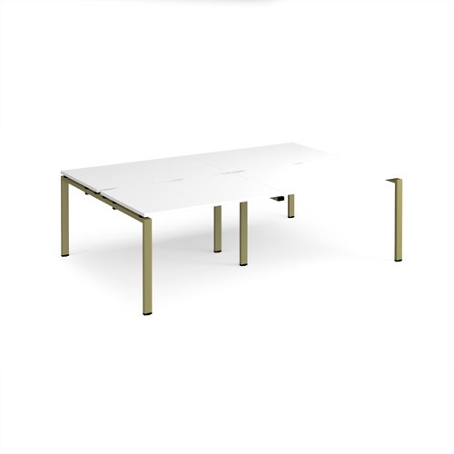 Adapt double back to back desks 2400mm x 1600mm - green frame, white top