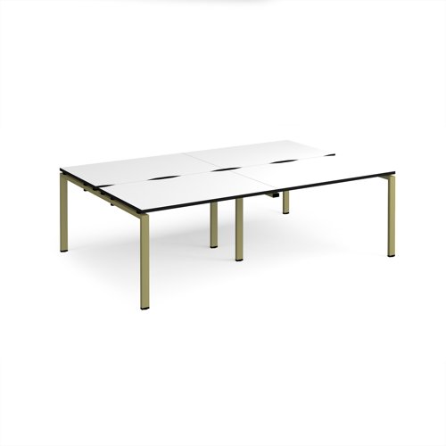 Adapt double back to back desks 2400mm x 1600mm - green frame, white top, black edge