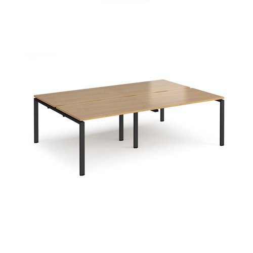 Adapt double back to back desks 2400mm x 1600mm - black frame, oak top