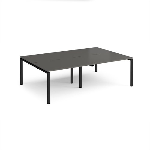 Adapt double back to back desks 2400mm x 1600mm - black frame, storm grey top