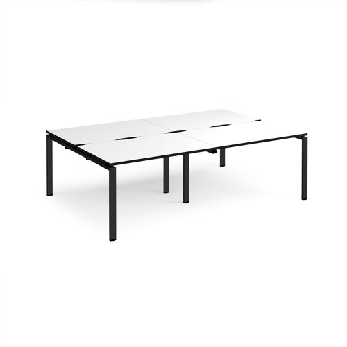 Adapt double back to back desks 2400mm x 1600mm - black frame, white top, black edge