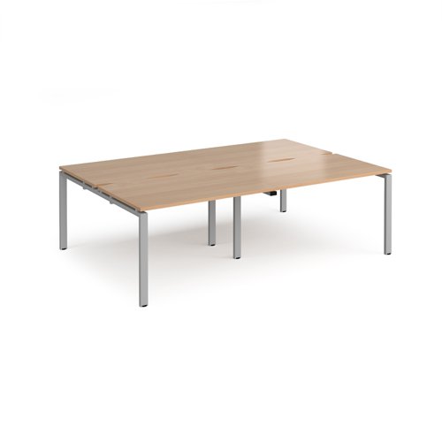 Adapt double back to back desks 2400mm x 1600mm - silver frame, beech top