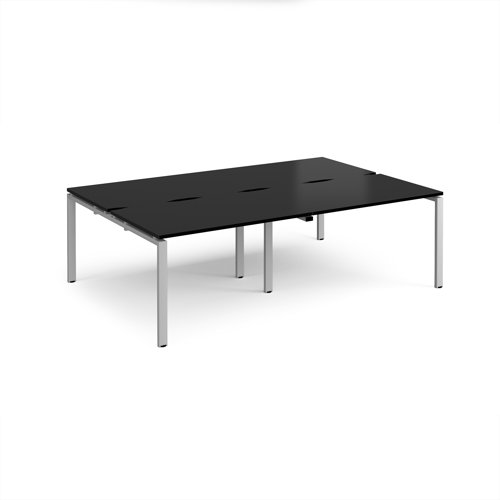 Adapt double back to back desks 2400mm x 1600mm - silver frame, black top
